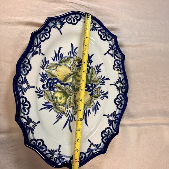 TUSCAN TABLE LARGE OVAL FRUIT FLORAL SERVING PLATTER TRAY- MADE IN ITALY - Picture 5 of 7